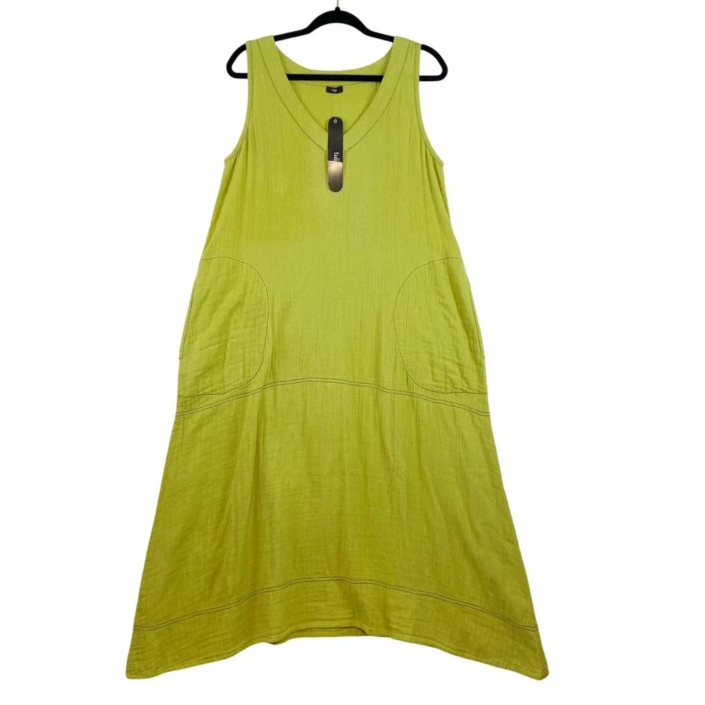Tulip Midi‎ Dress Women's SMALL Charmaine Sweet Pea Green Gauze Cotton Boho